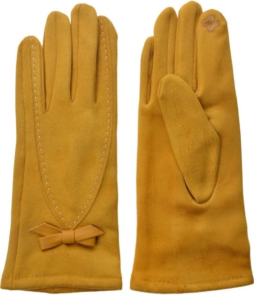 Handschuhe Gelb Ocker Samt Damen 9 x 24 cm
