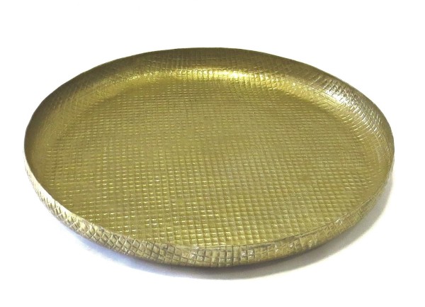 Teller Platte Tablett Schale Gold Metall Orientalisch Flach Tisch Deko XL 45 cm