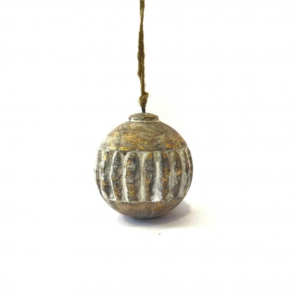 Holz Kugel Deko Weihnachten Baum Hänger Gold 10 cm