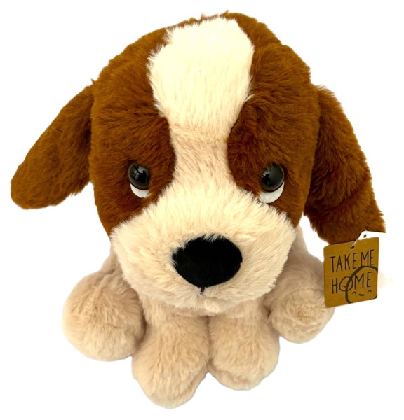 Plüsch Stofftier Hund Beige Braun Bernhardiner 27 cm