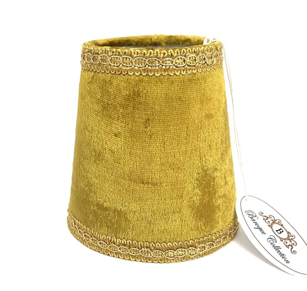 Klemmlampenschirm Klein Gold Ocker Samt 12 x 12 cm