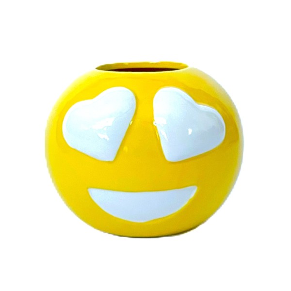 Vase Smiley Love Gelb Rund 15 cm