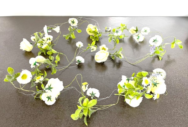 Girlande Kunstblume Weiß Grün 120 cm