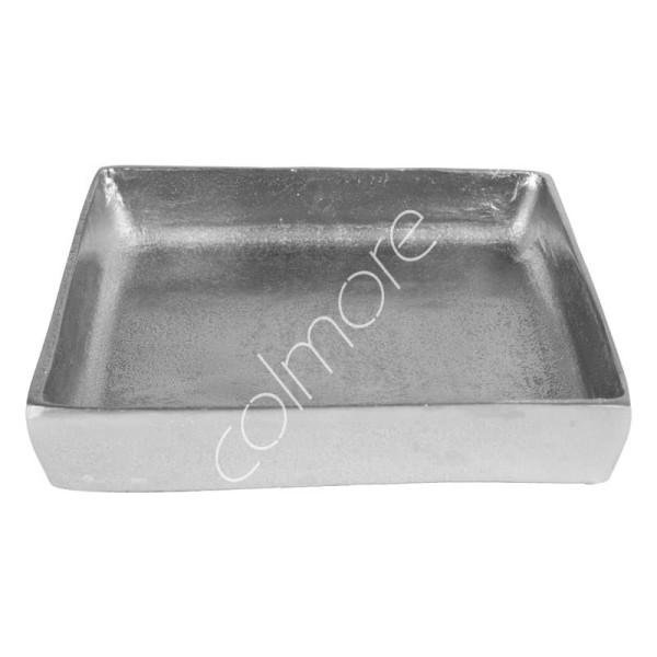 Schale Teller Platte Deko Silber Quadratisch Modern Metall Tisch Colmore