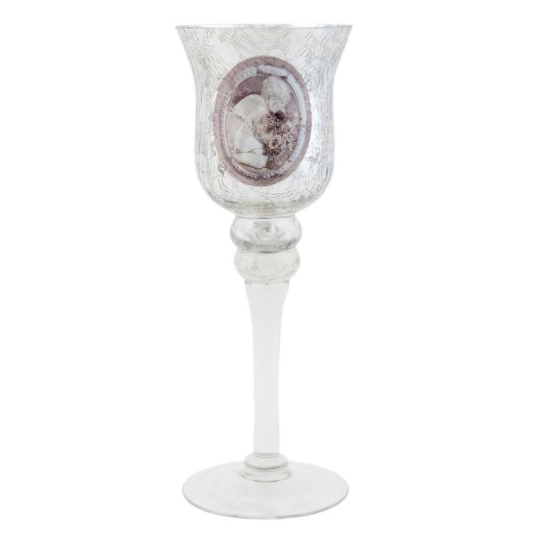 Teelichthalter Windlicht Clayre & Eef Glas silber GL1503 9 x 25 cm