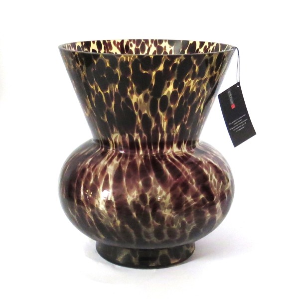 Vase Glas Leoparden Print Braun Schwarz Amber 35 cm