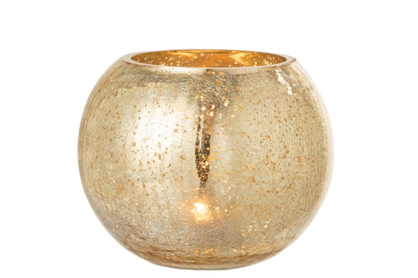 Windlicht Gold Glas Rund Modern 15 cm