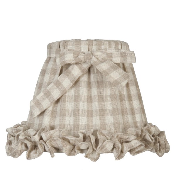 Klemmlampenschirm Lampenschirm Steckschirm Beige Kariert Clayre & Eef 15x12cm 6LAK0047