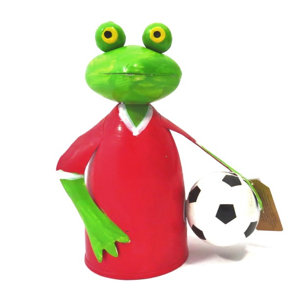 Deko Gartenfrosch Zaunhocker mit Fußball Nummer 7