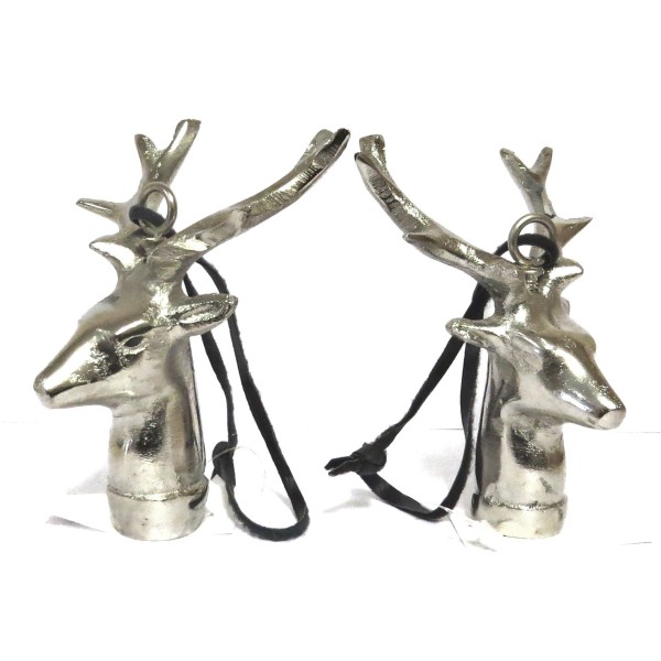 Deko Hänger Hirsch Silber Metall Weihnachten Baumschmuck 2er Set 11 cm