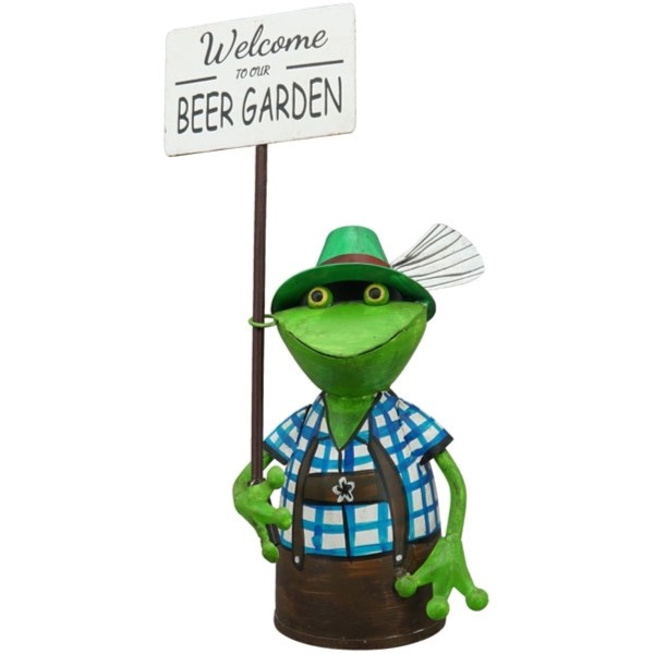 Deko Frosch Zaunhocker Biergarten Metall Garten Deko 30 cm