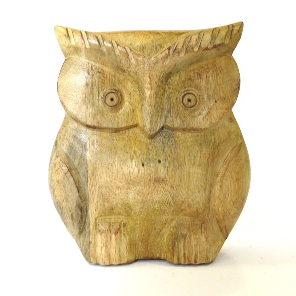 Eule Holz Deko Figur Skulptur 21 cm