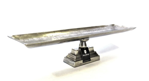 Deko Schale auf Ständer Antik Silber Metall 60 cm