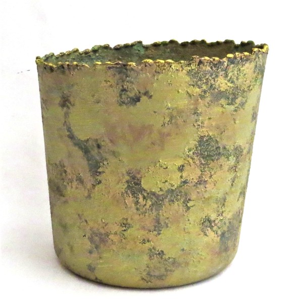 Übertopf Gold Retro Deko Metall Grobe Patina Colmore 15x15 cm