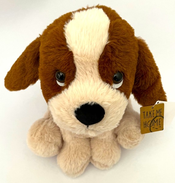 Plüsch Stofftier Hund Beige Braun 27 cm
