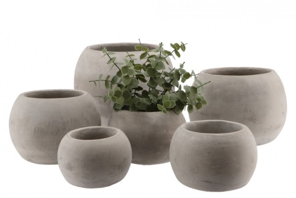 Übertopf Beton Grau Rund Zement Modern 14x10 cm
