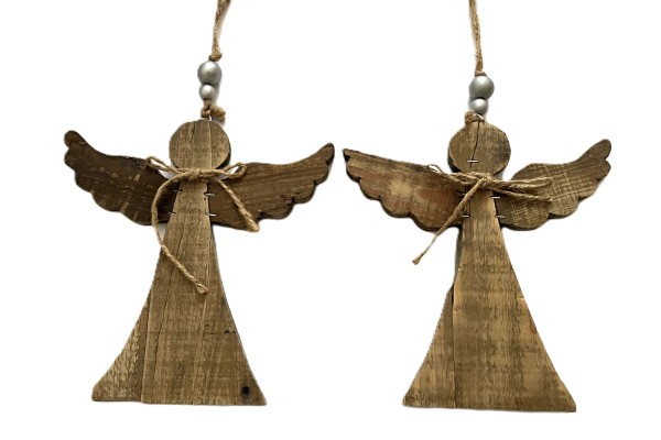 Hänger Engel Weihnachten Holz 2er Set 25 cm