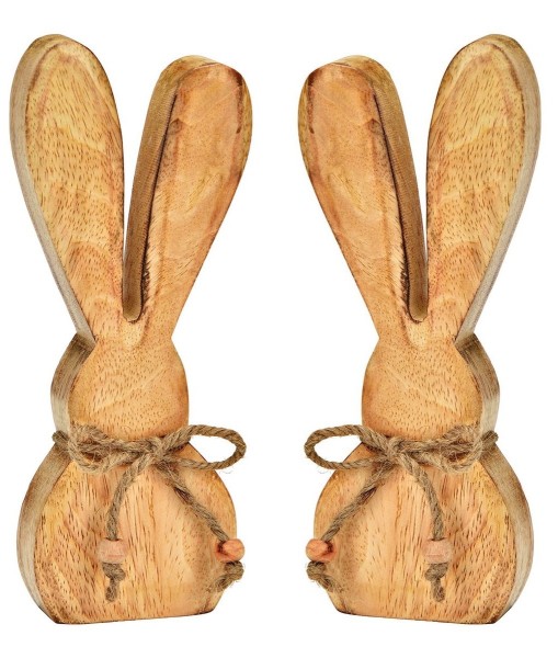 Hase Deko 2er Set Ostern Holz Naturfarben 20 cm