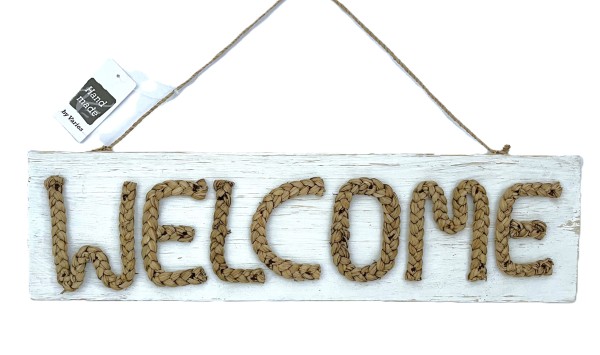 Türschild Maritim Eingang Welcome Weiß Jute Holz 54 cm