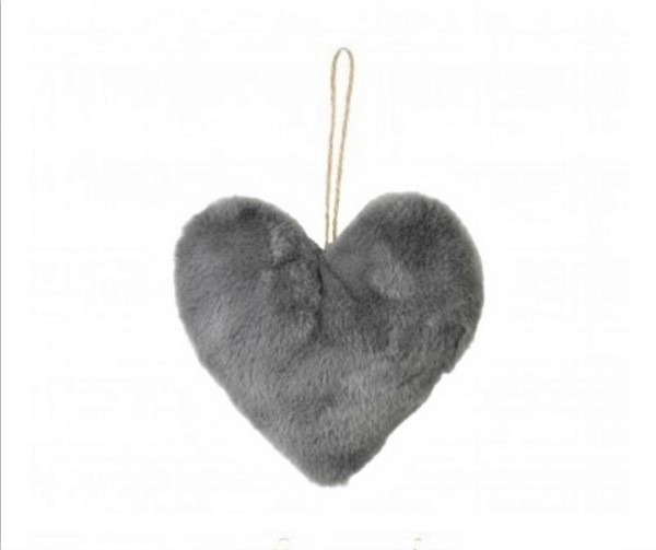 Herz Hänger Deko Fell Grau Anhänger Weihnachten Liebe Mars & More 15 cm