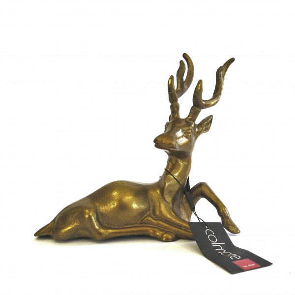 Deko Hirsch Gold Metall Weihnachten Liegend 24 cm