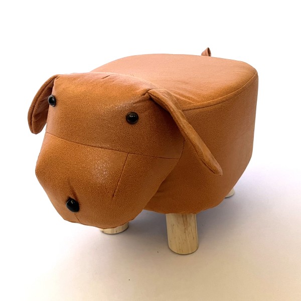 Hocker Deko Hund Braun Kunstleder 45 cm