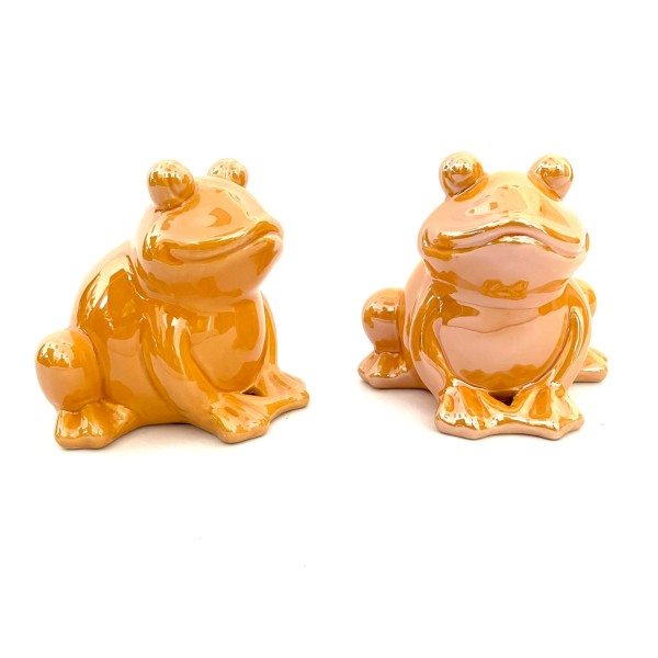 Frosch Deko Porzellan 2er Set Braun