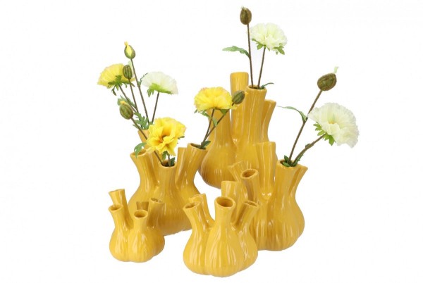 Vase Steckvase Tulpenvase Gelb 35 cm