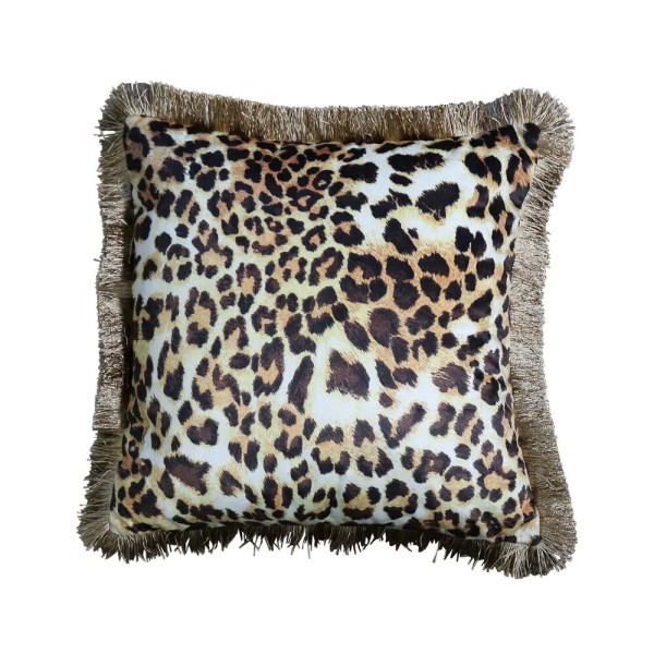 Kissen Leopard Samt Schwarz Gold Mars More 45 cm