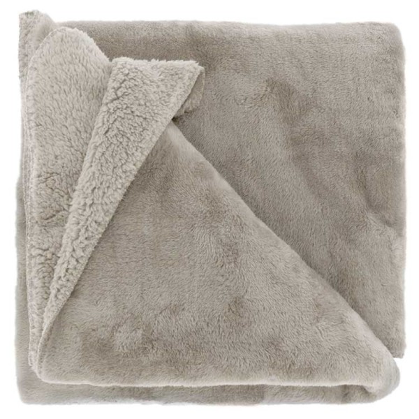 Decke Plaid Plüsch Taupe Grau 150 x 200 cm Unique Living