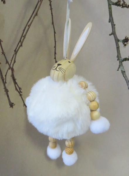 Deko Hase Hänger Weiß Plüsch Ostern 25 cm