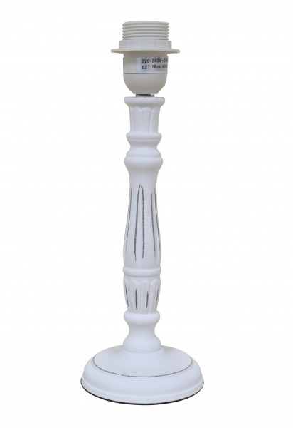 Lampe Lampenfuß Shabby Weiß Holz Landhaus E27 11 x 31 cm