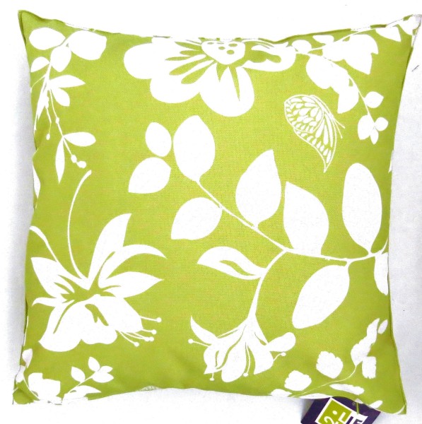 2er Set Outdoor Kissen Grün Weiß Blumen 47 x 47 cm