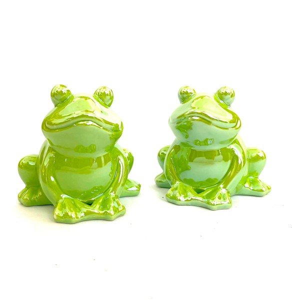 Frosch Deko Porzellan 2er Set Grün