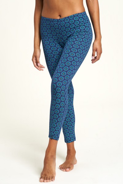 Leggins Damen Bunt Blumen Print Flower Blau Bio Mode Tranquillo Hippie XS 34