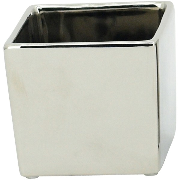 Übertopf Quadratisch Chromoptik Silber Modern Klein 9x9