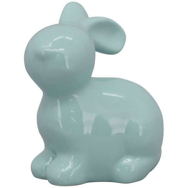 Hase Ostern Hellblau Pastell Keramik Modern Deko Tisch 17,5 cm