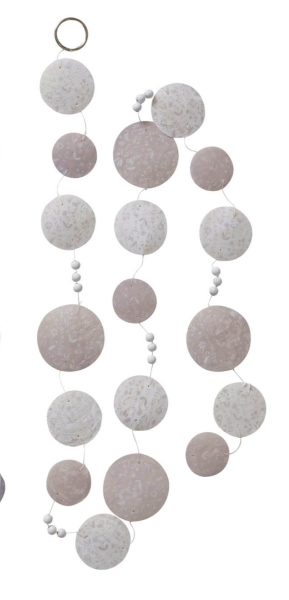 Girlande Windspiel Muscheln Perlen Grau Weiß 180 cm