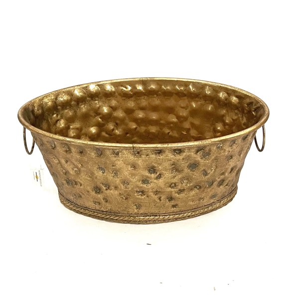 Übertopf Wanne Schale Gold Antik Metall 40 cm