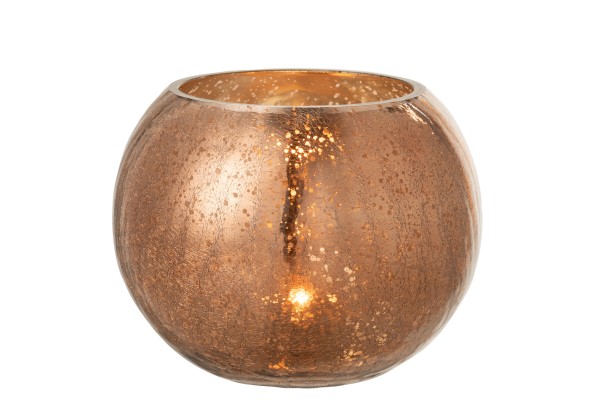 Windlicht Bronze Glitzer Glas Rund Modern 20 cm