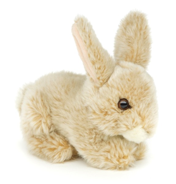 Plüschtier Hase Sitzend Fell Ostern Beige 17 cm