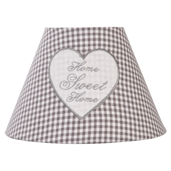 Lampenschirm Herz kariert Home sweet Home grau weiß 22x15 cm E27 Clayre & Eef 6LAK0151