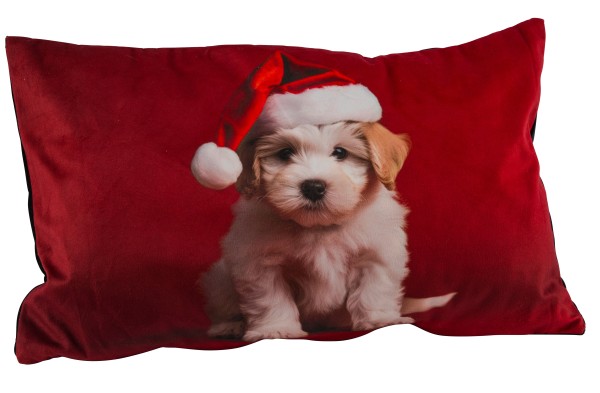 Kissen Hund Weihnachten Rot 50 cm