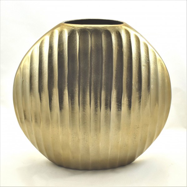 Bodenvase Vase Deko Gold Oval Modern Metall Gerippt Colmore 36 x 13 x 35 cm