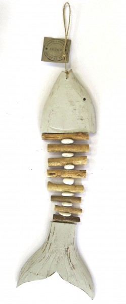 Deko Fisch Hänger Eingang Tür Wand Maritim Windspiel Holz XL 60 cm Eigen en Anders