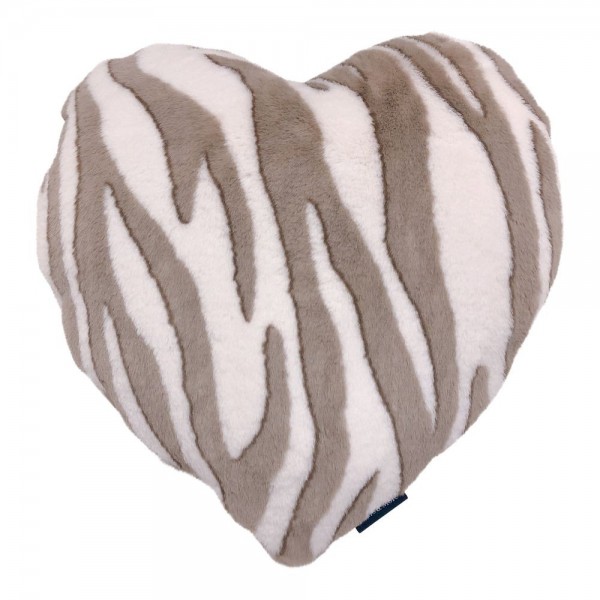 Kissen Herz Zebra Samt Beige Deko Mars & More 45 x 45 cm Luxus Weich