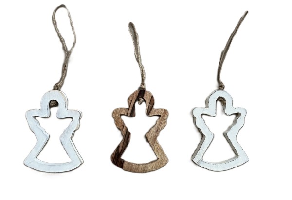 Weihnachtshänger Engel Holz 3er Set 10 cm