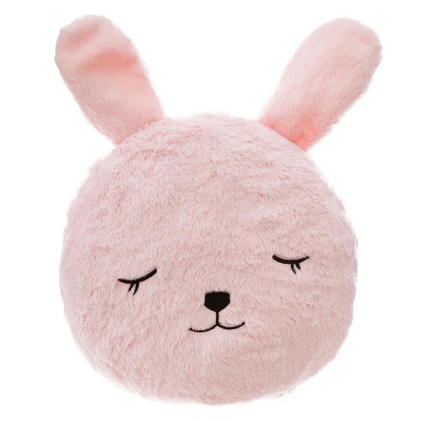 Kinder Kissen Kuschel Plüsch Hase Rosa Rund 30 cm