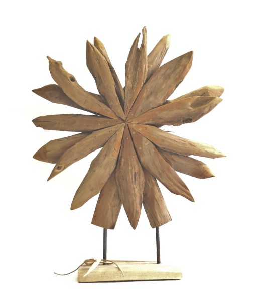 Holz Blume Deko Standfigur Skulptur 60 cm