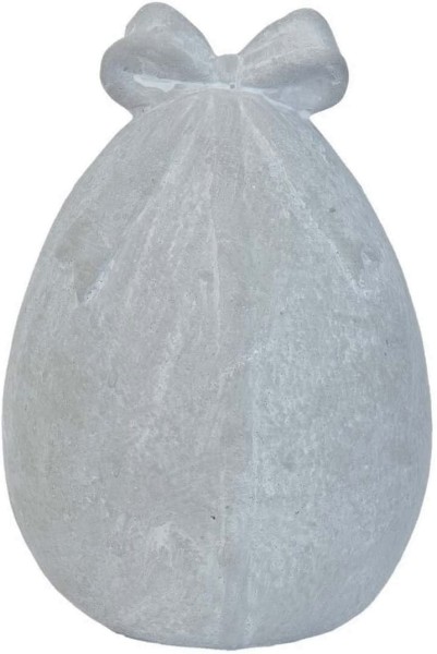 Ostern Deko Ei in Beton Optik Modern Grau Shabby Schleife Clayre & Eef 11x16 cm